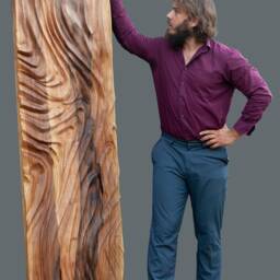 Large Size Wood Sculpture, Us Delivery Duty Paid, Wall Art, Modern Organic Relief Waves 2, Statement Art - thumbnail 3