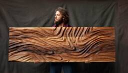 Large Size Wood Sculpture, Us Delivery Duty Paid, Wall Art, Modern Organic Relief Waves 2, Statement Art