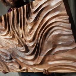 Large Size Wood Sculpture, Us Delivery Duty Paid, Wall Art, Modern Organic Relief Waves 2, Statement Art - thumbnail 2