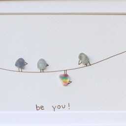 stone Picture Motivation Be You Framed Unique Handmade Sea Glass Drawing Gift Yourself Saying - thumbnail 3