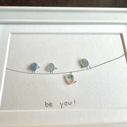stone Picture Motivation Be You Framed Unique Handmade Sea Glass Drawing Gift Yourself Saying - thumbnail 2