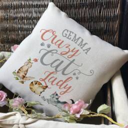 Personalised Crazy Cat Lady Cushion Cover - Birthday Gift Decorative Home Decor Pillow Throw 40cm 16 Inch - thumbnail 3