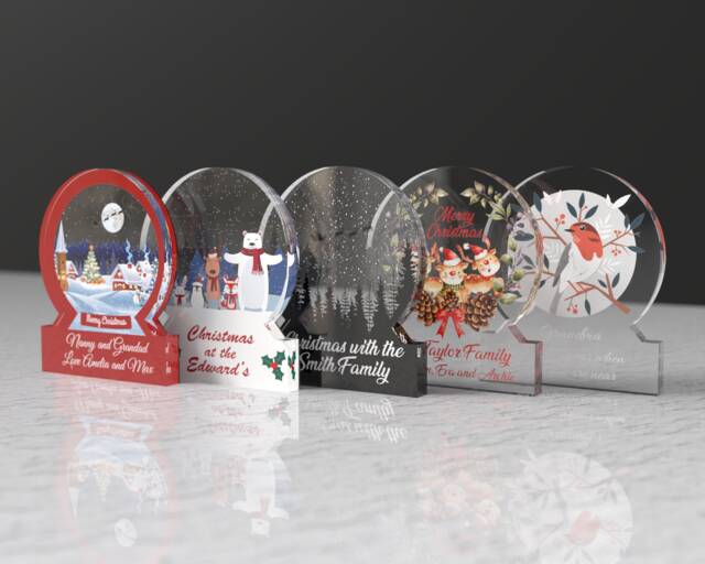 Personalised Christmas Snow Globe Ornament Xmas Mantle Snowglobe Decoration For The Family - image 1