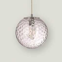 Clear Glass Globe Pendant Lamp With Silver Top