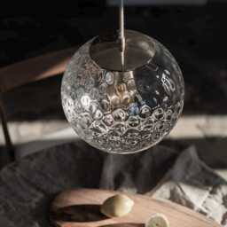 Clear Glass Globe Pendant Lamp With Silver Top - thumbnail 2