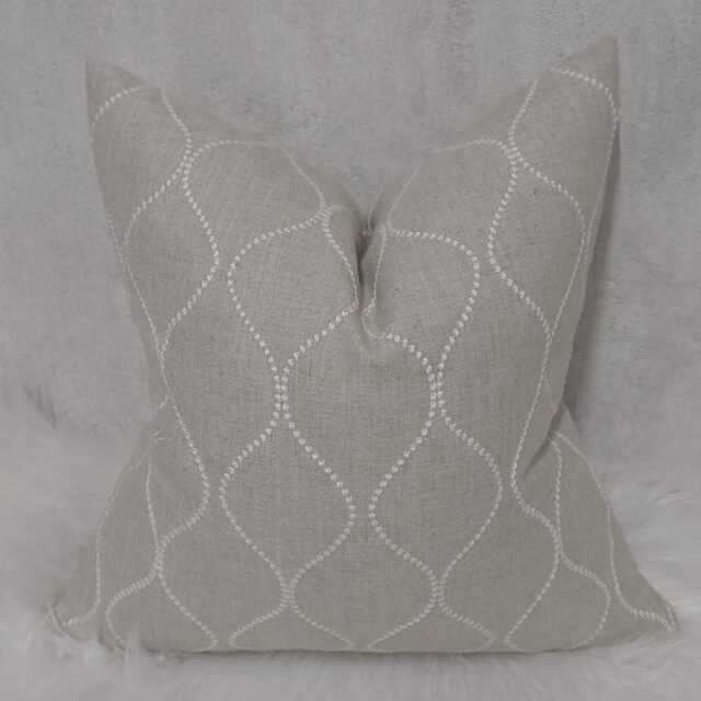 John Lewis & Partners Ellewood Knot Fabric Cushion Cover White Embroidery Ogee Style Pillow Throw Scatter Cover Country Home - image 1