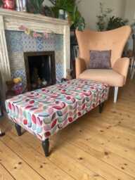 Handmade Persian Footstool Killim Upholstered Coffee Table, Ottoman, Tribal Patterns - thumbnail 1