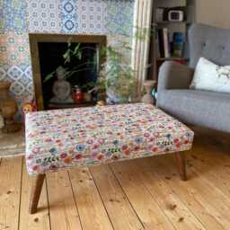 Handmade Persian Footstool Killim Upholstered Coffee Table, Ottoman, Tribal Patterns - thumbnail 3