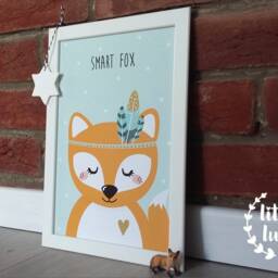 Poster Fox Nursery A4 Mint Forest Animals Smart Boys Girls Baby - thumbnail 2