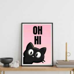 Oh Hi Quirky Black Cat Framed Print - thumbnail 2