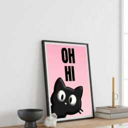 Oh Hi Quirky Black Cat Framed Print - thumbnail 3