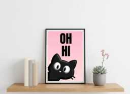 Oh Hi Quirky Black Cat Framed Print - thumbnail 1
