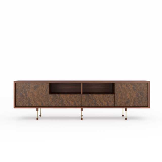 Walnut Burl Media Console, Mid-Century Modern Sideboard - image 1
