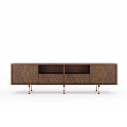 Walnut Burl Media Console, Mid-Century Modern Sideboard