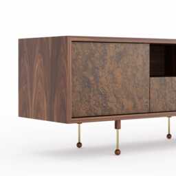 Walnut Burl Media Console, Mid-Century Modern Sideboard - thumbnail 3
