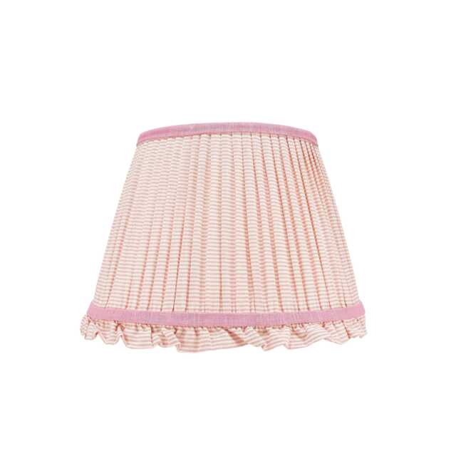 Pink Striped Lampshade With Frill - image 1