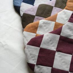 Hand Quilted Chequerboard Patchwork Linen Modern Heirloom Christmas Stocking - thumbnail 4