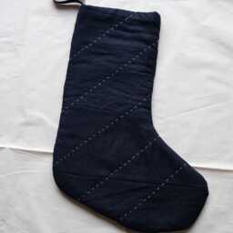 Hand Quilted Chequerboard Patchwork Linen Modern Heirloom Christmas Stocking - thumbnail 3