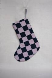 Hand Quilted Chequerboard Patchwork Linen Modern Heirloom Christmas Stocking