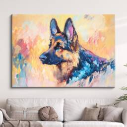 German Shepherd Abstract Oil Painting Framed Print & Canvas Large Sizes Luxury Wall Art Poster Pet Home Decor Interior Dog Gift Idea - thumbnail 1
