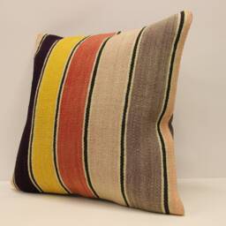 Vintage Throw Kilim Pillow 18x18 - 45x45 cm Turkish Pillow Minimalist Cushion Cover Sofa Pillows 4Kbf-503 - thumbnail 3