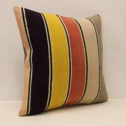 Vintage Throw Kilim Pillow 18x18 - 45x45 cm Turkish Pillow Minimalist Cushion Cover Sofa Pillows 4Kbf-503 - thumbnail 2