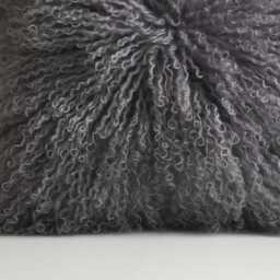 Dark Gray Mongolian Sheepskin Fur Cushion Made To Order Custom Sizes Double/Single Sided - thumbnail 2