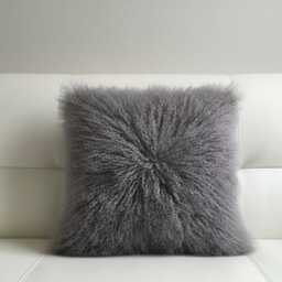 Dark Gray Mongolian Sheepskin Fur Cushion Made To Order Custom Sizes Double/Single Sided - thumbnail 3