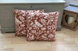 Handmade Country Animals Heathland Hare Copper Burnt Orange Pair Of Feather Cushions - thumbnail 1