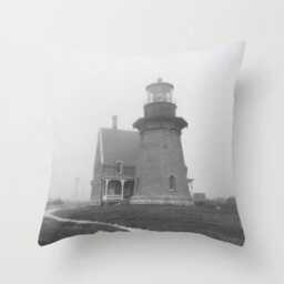 Lighthouse Block Island, Pillow Or Cover Ghosts, Home Decoration, Black, White, Modern, Accent Cover, Foggy, Architectural Decor - thumbnail 1