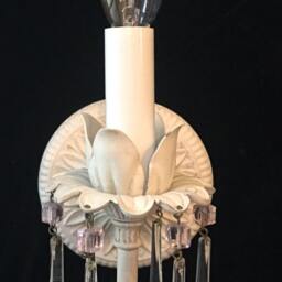 Electric Wall Light Sconce Shabby Chic Style, Antique White Finish Clear Teardrops & Pink Accents, Available in Many Finishes - thumbnail 3