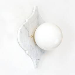 Cararra Marble & Opal Glass Globe Flush Mount Wall Light Fixture Carrara Vanity Sconce White Kitchen Foyer - thumbnail 2