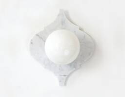 Cararra Marble & Opal Glass Globe Flush Mount Wall Light Fixture Carrara Vanity Sconce White Kitchen Foyer - thumbnail 1