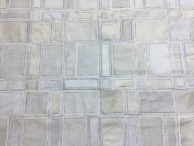 Ivory Cowhide Patchwork Rug - Handmade Leather Area Carpet - image 1
