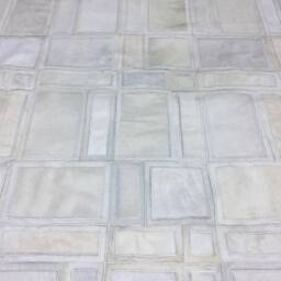 Ivory Cowhide Patchwork Rug - Handmade Leather Area Carpet - thumbnail 3
