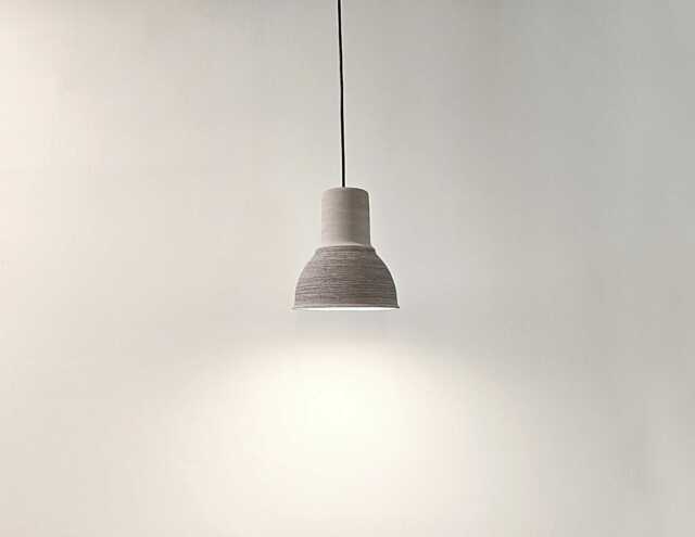 Handmade Gray Clay Pendant Light Carved Ceramic Hanging Lamp - image 1