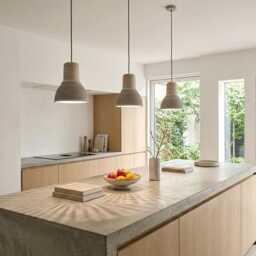 Handmade Gray Clay Pendant Light Carved Ceramic Hanging Lamp - thumbnail 4