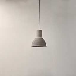 Handmade Gray Clay Pendant Light Carved Ceramic Hanging Lamp - thumbnail 3