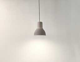 Handmade Gray Clay Pendant Light Carved Ceramic Hanging Lamp - thumbnail 1