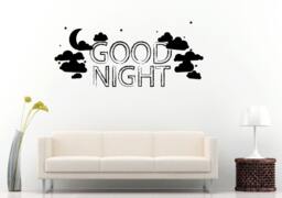 Good Night Words Stars Clouds Sky Moon Sleep Quote Citation Saying Bedroom Sleeping Room Wall Decal Vinyl Sticker Mural Decor L1158