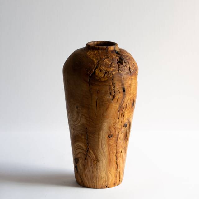 Housewarming Wooden Gift, Farmhouse Chic D??cor, Boho Wood Art, Decorative Vase, Contemporary Olive Home Dry Flower Vase - image 1