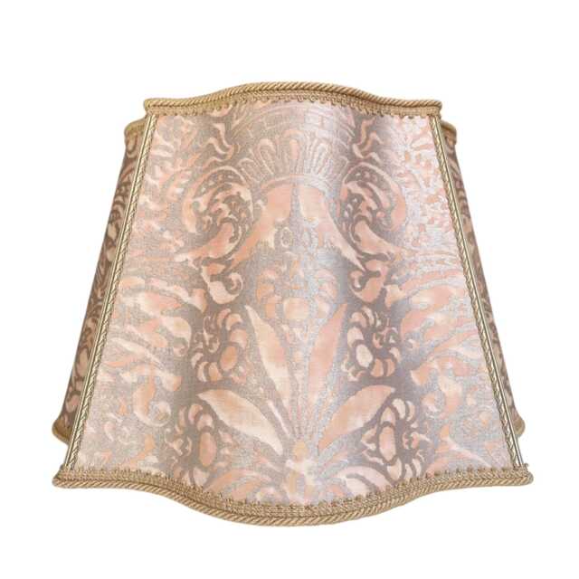 Fortuny Lamp Shade Fancy Square Apricot & Silvery Gold Campanelle Pattern - Handmade in Italy - image 1
