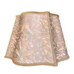 Fortuny Lamp Shade Fancy Square Apricot & Silvery Gold Campanelle Pattern - Handmade in Italy - thumbnail 3