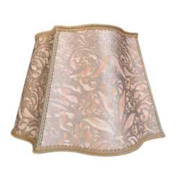 Fortuny Lamp Shade Fancy Square Apricot & Silvery Gold Campanelle Pattern - Handmade in Italy - thumbnail 2