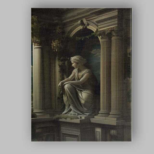 Classical Marble Goddess Statue Ancient Roman Temple Architecture Canvas Wall Art Print Decor Picture Ready To Hang - image 1