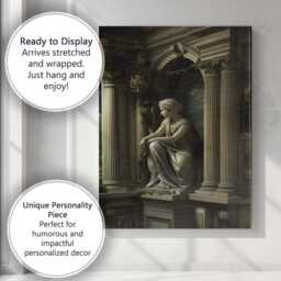 Classical Marble Goddess Statue Ancient Roman Temple Architecture Canvas Wall Art Print Decor Picture Ready To Hang - thumbnail 3