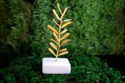 Real Olive Branch Sculpture, Handmade Minimalist Home Decor, Statue For House Decoration, Gift Health & Luck, Sustainable Recycled Brass