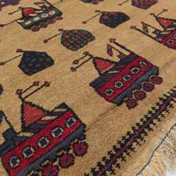 3x5Ft Rug For Kids Room - Afghan Handmade Wool Pictorial Carpet - thumbnail 4