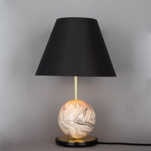 Byrd Marbled Ceramic Table Lamp With Fabric Shade 12 - image 1