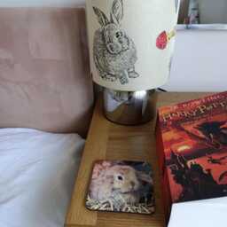 Rabbit & Toadstool Lampshade Beige Linen Drum Shade - thumbnail 4
